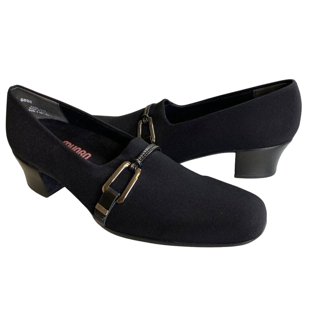 New Munro Cindi Black Shape Conforming Comfort Pumps Shoe Women Sz 8SS Heels